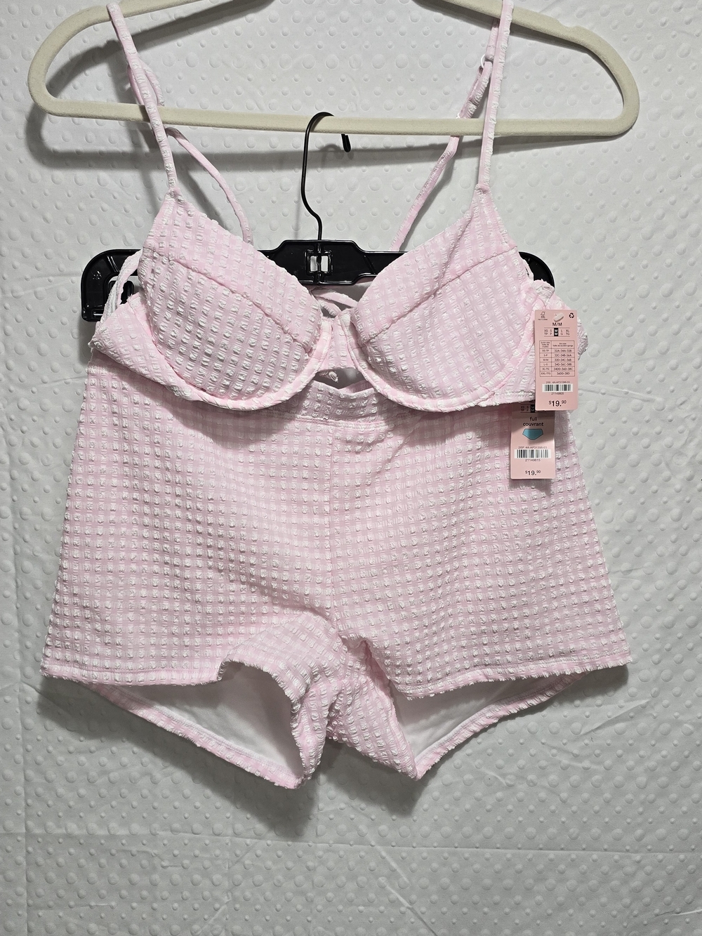 Ardene Pink Gingham Seersucker 2-Piece Bikini Set